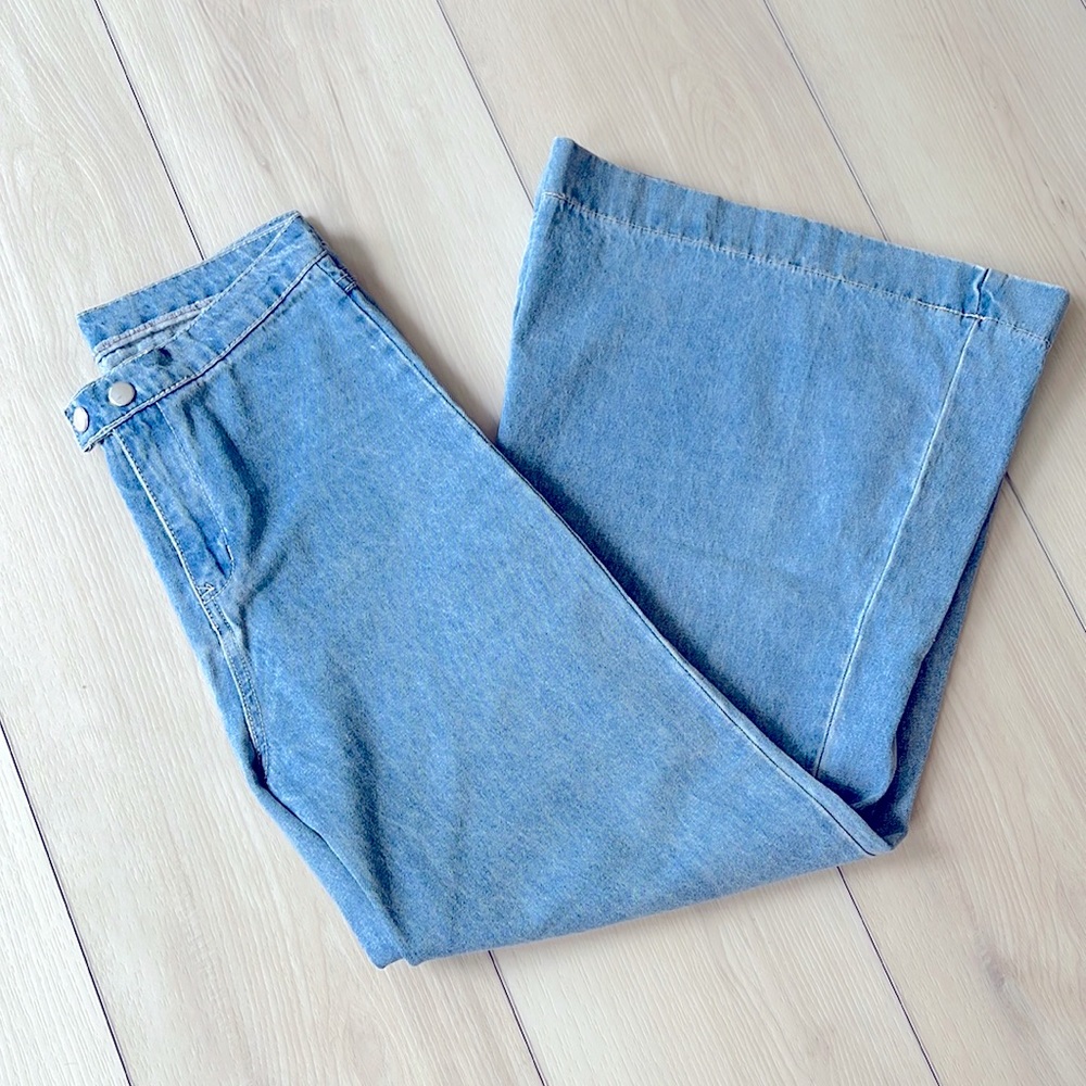 Light blue high rise wide leg jeans